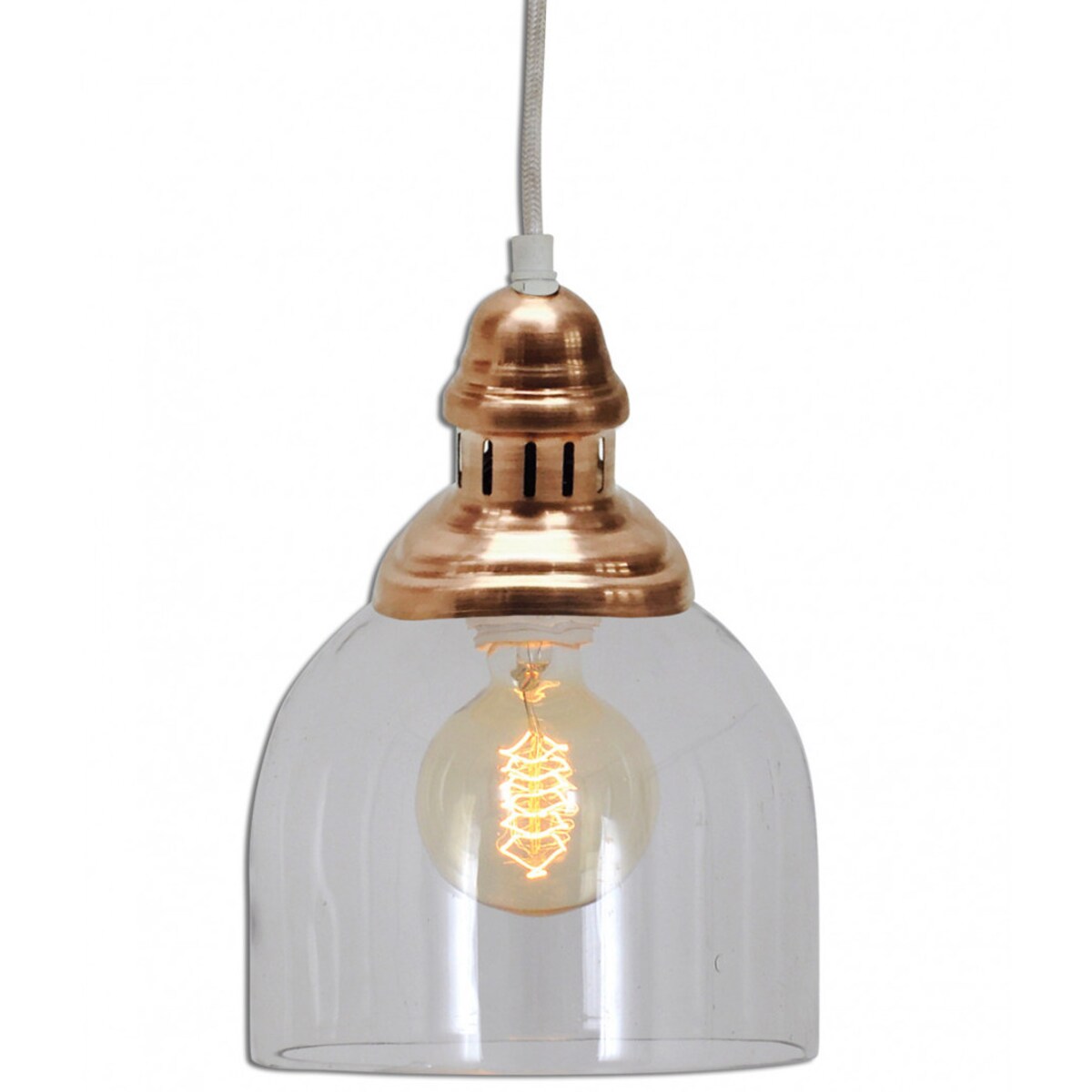 Industrialna LAMPA wisząca 6074147 Nave szklana OPRAWA 1-punktowy zwis miedź przezroczysty