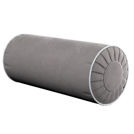 Poduszka wałek z zakładkami z lamówką, gołębi szary, Ø20 x 50 cm, Velvet