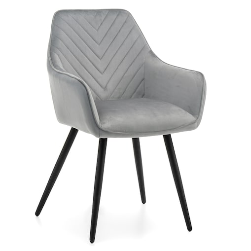 Krzesło tapicerowane welurowe do salonu jadalni VASTO jasnoszare