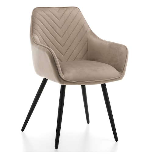 Krzesło tapicerowane welurowe do salonu jadalni VASTO ciemnobeżowe