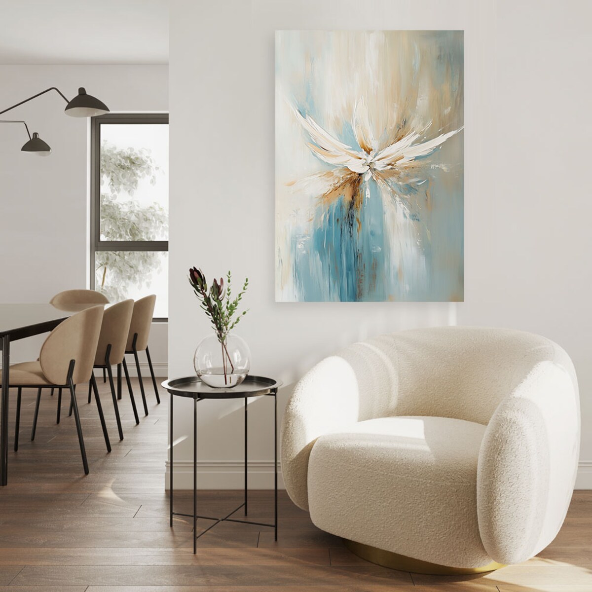 Feeby Obraz do salonu sypialni, Abstrakcja Beżowy Turkusowy 40x60