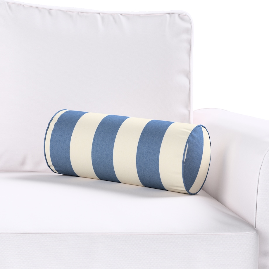 Poduszka wałek prosty, niebiesko-białe pionowe pasy (5,5cm), Ø16 x 40 cm, Quadro
