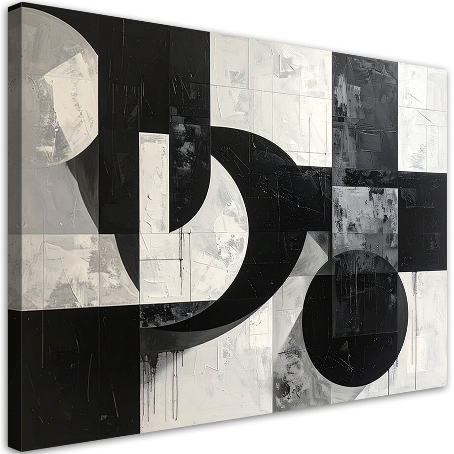 Obraz do salonu sypialni biura loftu, Czarno biała geometryczna abstrakcja