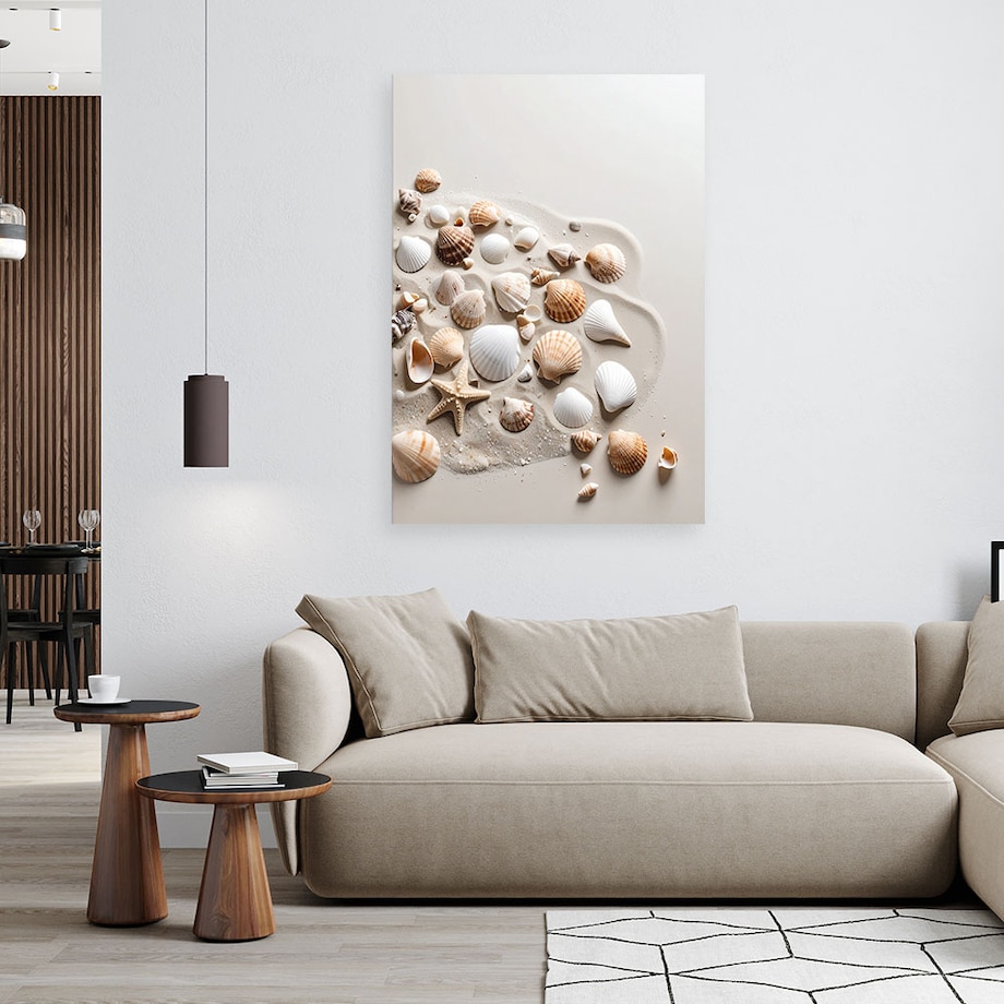 Obraz do salonu kuchni biura, Muszelki plaża natura beżowy 80x120