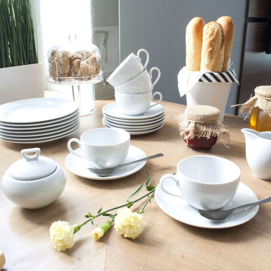 Garnitur do herbaty dla 12 osób 41 el. Yvette Biała Linea E755