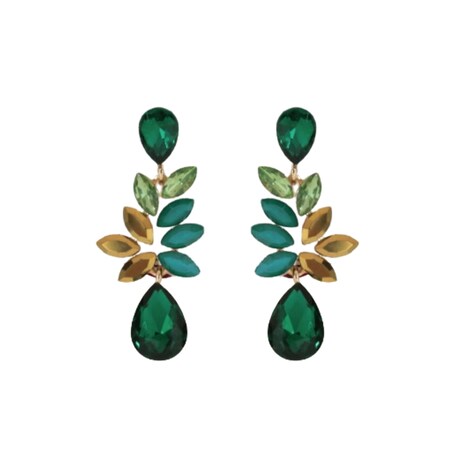 Zielone złote kolczyki wiszące długie skromne łezki eleganckie kolorowe