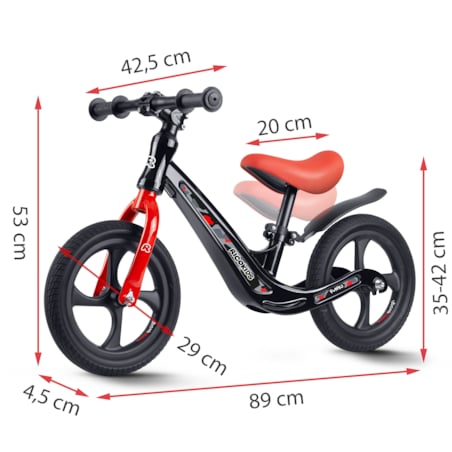 Rowerek biegowy dla dzieci magnesium Ricokids czarno-czerwony Funnu 760501