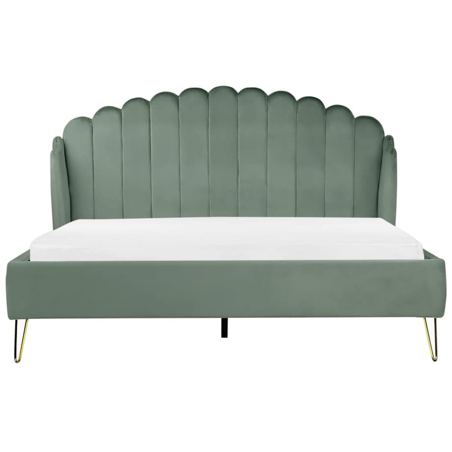 Łóżko welurowe 180 x 200 cm zielone AMBILLOU