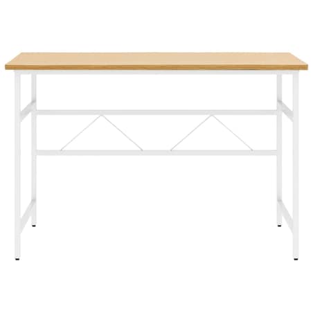 vidaXL Biurko komputerowe, biel i jasny dąb, 105x55x72 cm, MDF i metal