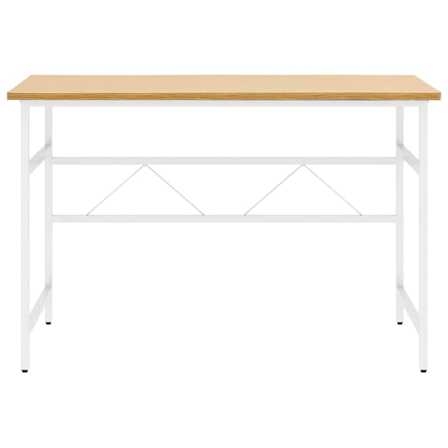 vidaXL Biurko komputerowe, biel i jasny dąb, 105x55x72 cm, MDF i metal
