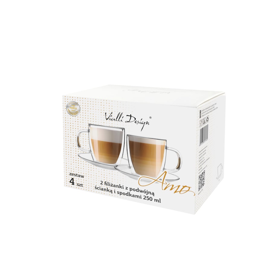 Komplet 2 filiżanek ze spodkami z podwójną ścianką 250ml Amo 27565