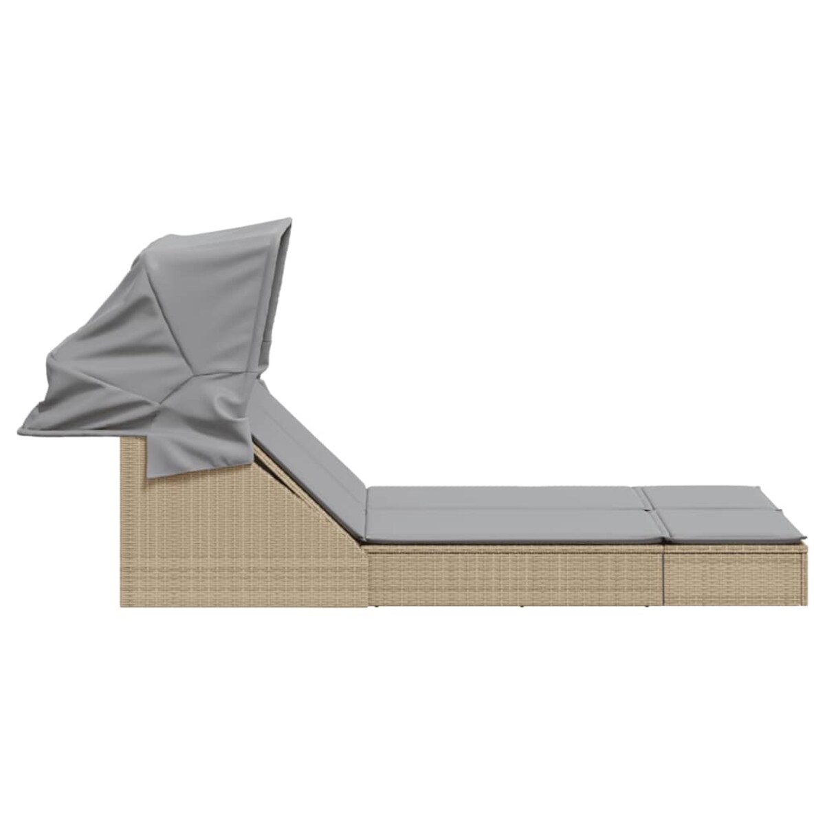 vidaXL Podwójna leżanka z zadaszeniem i poduszkami, beż, polirattan