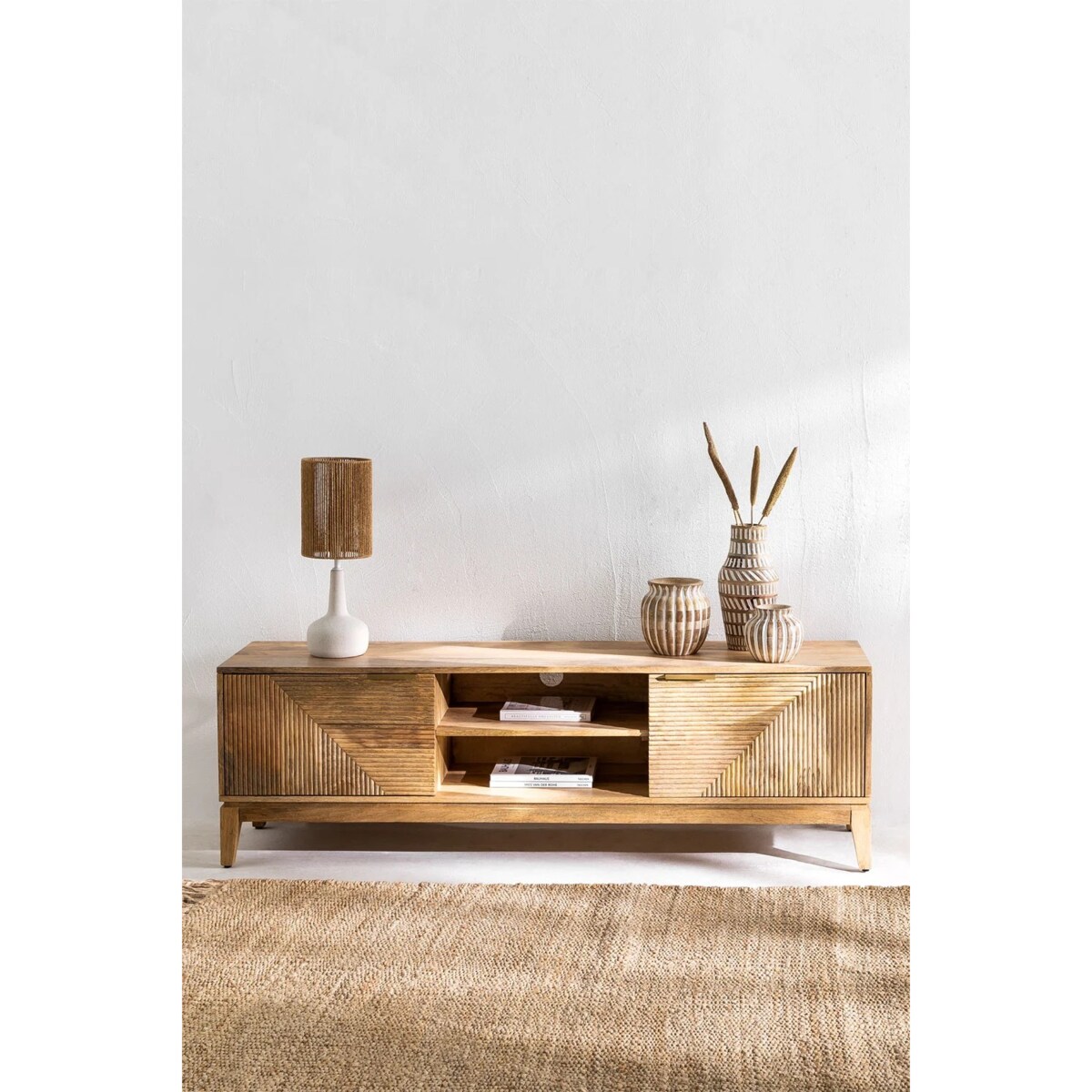 Szafka RTV 165x40 cm z drewna mango Baty Design