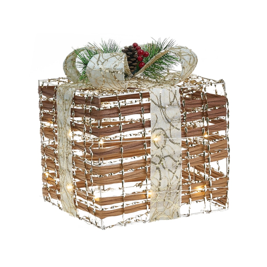 Zestaw 3 dekoracji świątecznych LED TISSO Prezenty świąteczne 20/25/30 cm Brązowy