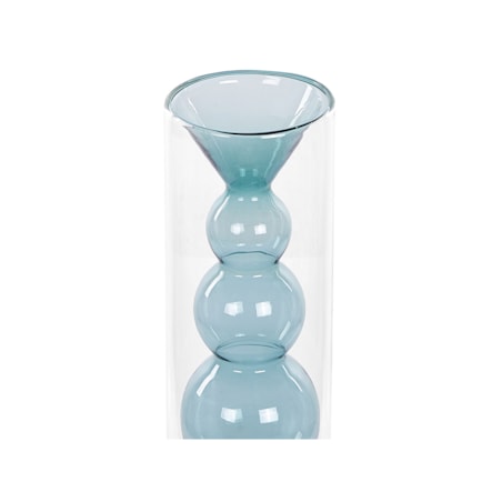 Wazon na kwiaty szklany 26 cm turkusowy KALOCHI
