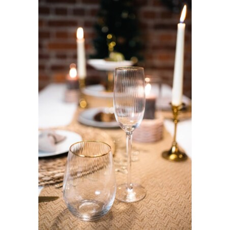 Kieliszki do szampana ze złotą obwódką MERVEILLEUX, 6 szt. 210 ml