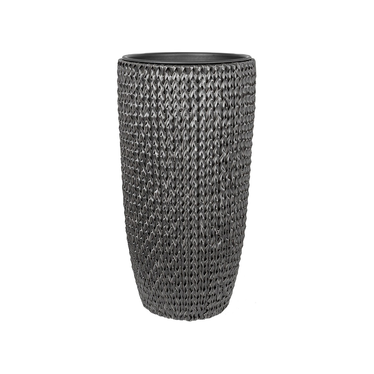 Zestaw 2 doniczek na kwiaty z technorattanu czarny CEDRUS