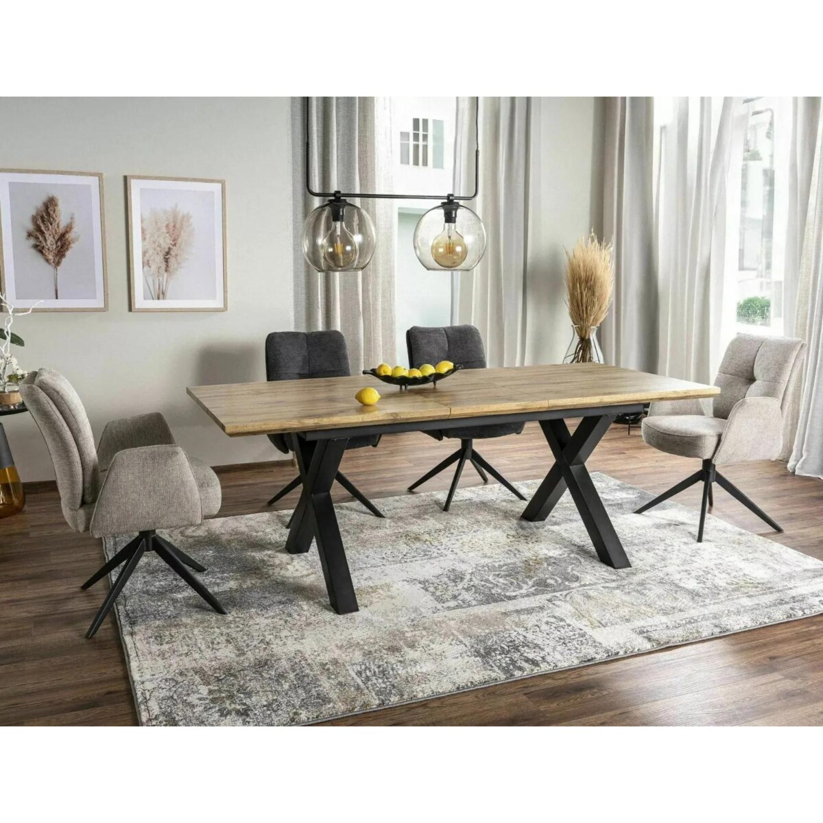 Stół rozkładany XAVIERO II 160(240)x90 dąb artisan/czarny