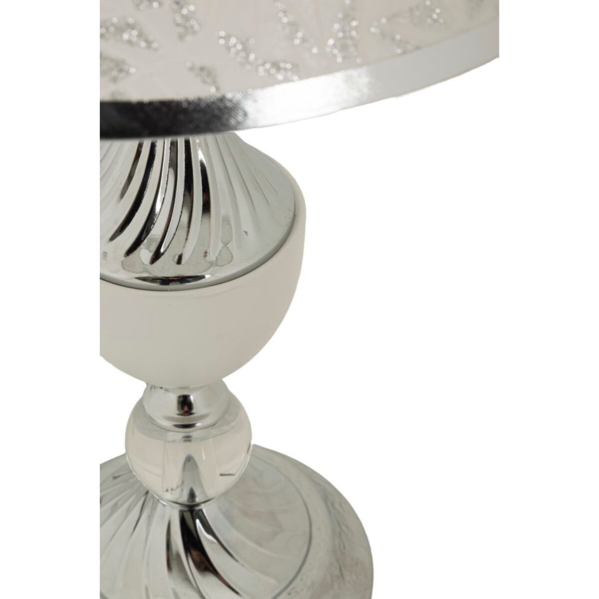 Lampa stołowa Kody, kolor srebrny i biały, żelazo i tkanina, 30 x 30 x 54 cm, 1 x E27, do salonu i sypialni, Mauro Ferretti