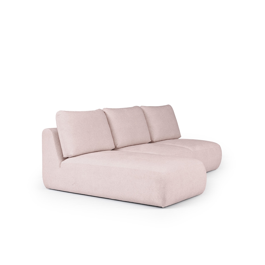 Mirel Sofa narożna lewa bez podłokietników różowa
