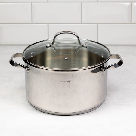 Garnek stalowy z pokrywką indukcja gaz 5.9L 24cm KLAUSBERG Premium 18/10