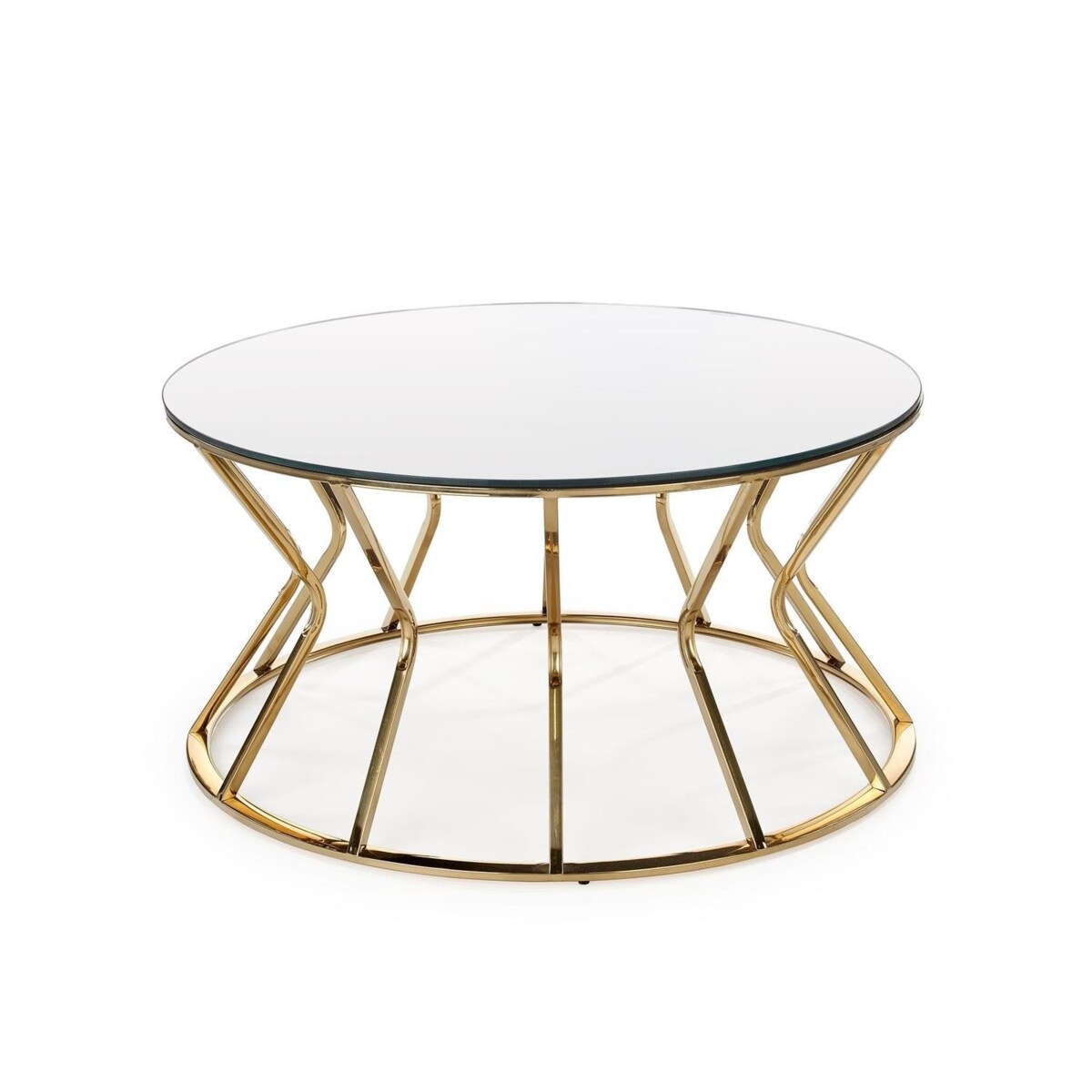 STOLIK KAWOWY Finea L 90x46 cm SZKLANY BLAT złota rama