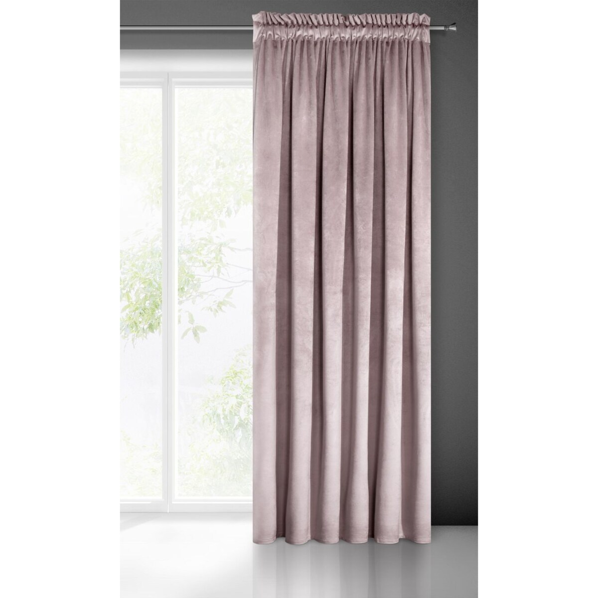 ZASŁONA WELUROWA VELVET NA TAŚMIE 140X270 PUDROWA