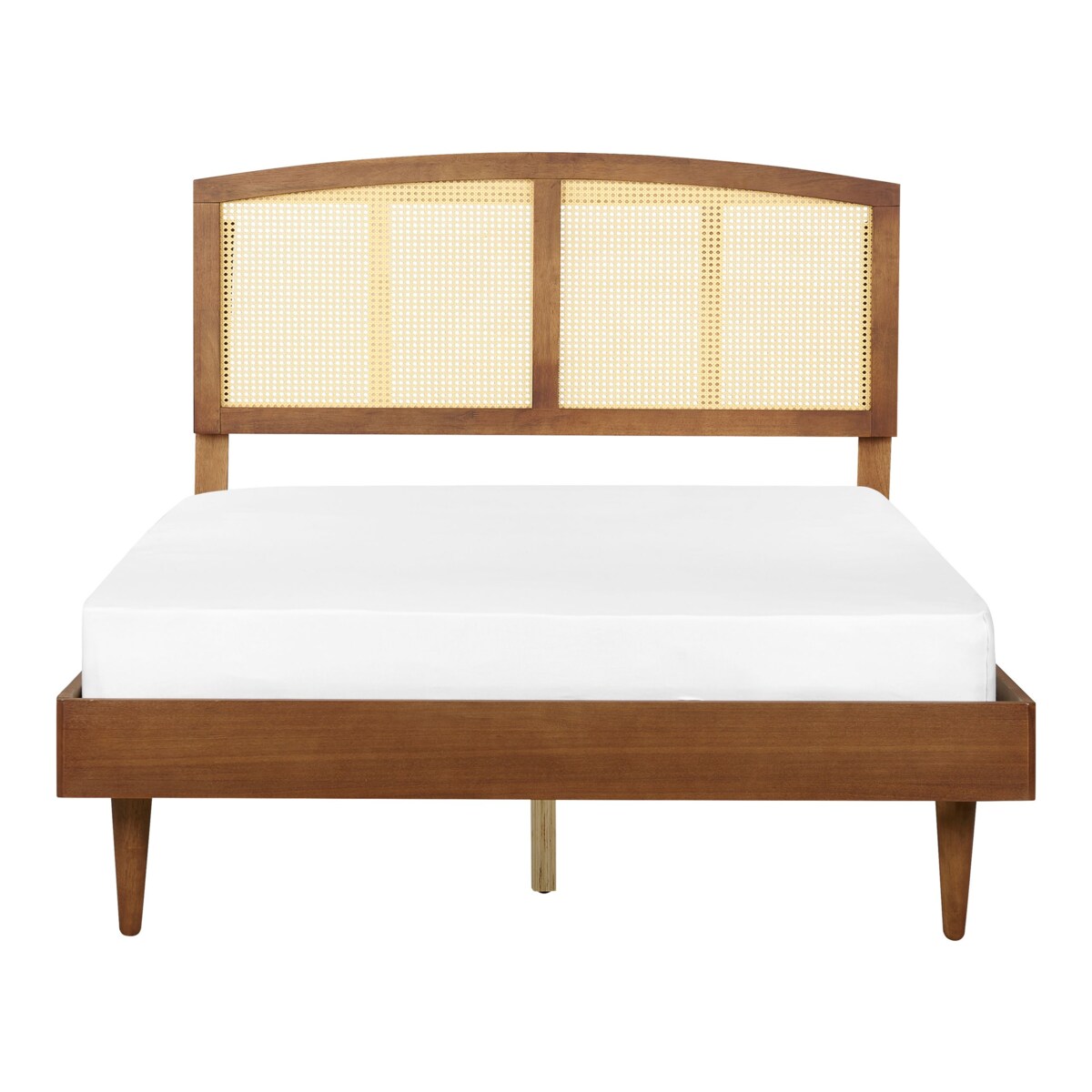 Łóżko LED Rattan VARZY 140 x 200 cm Brązowy