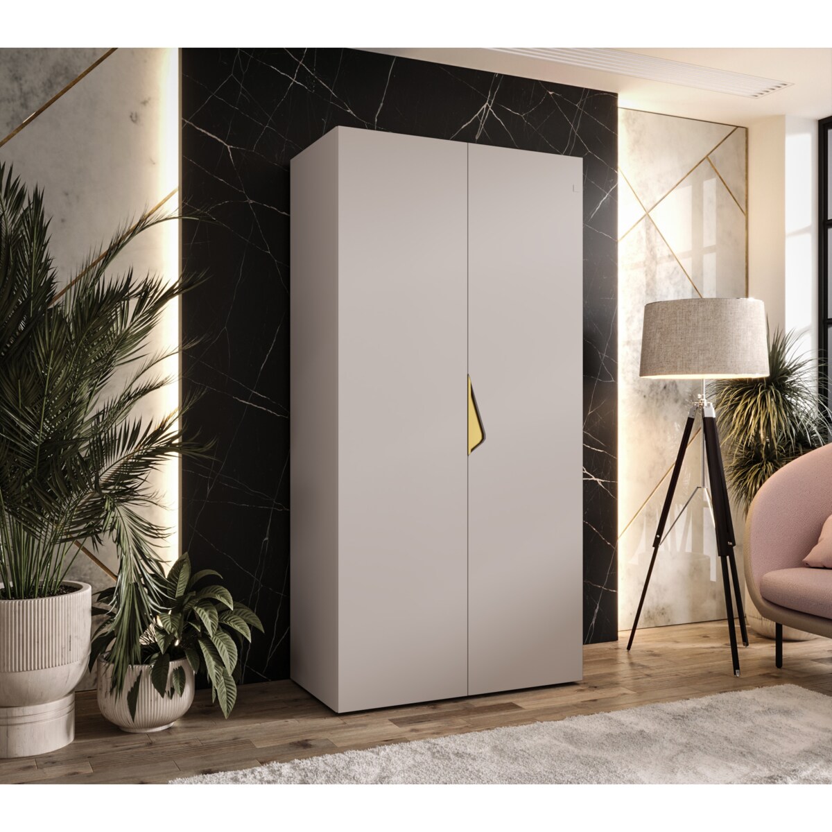Szafa uchylna Sandi 1 100 wys 202 cm Kaszmir + u Złoty