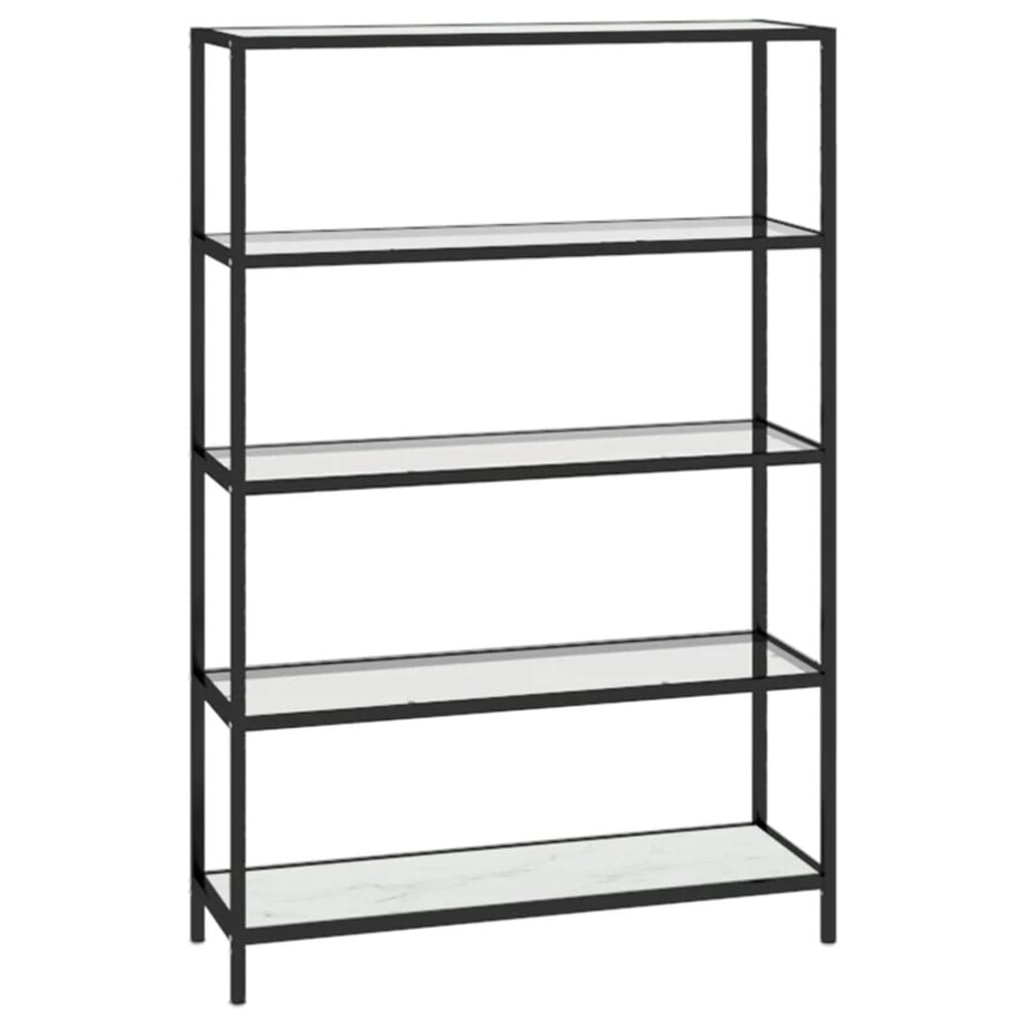 vidaXL Półka, biały marmur/przezroczysta 100x36x168 cm szkło hartowane