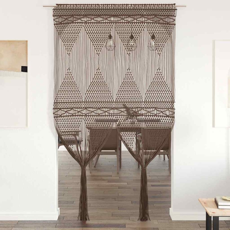vidaXL Zasłona z makramy, kolor taupe, 140 x 240 cm, bawełna