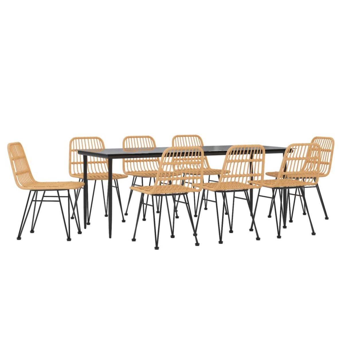 vidaXL 9-częściowy zestaw mebli ogrodowych, polirattan