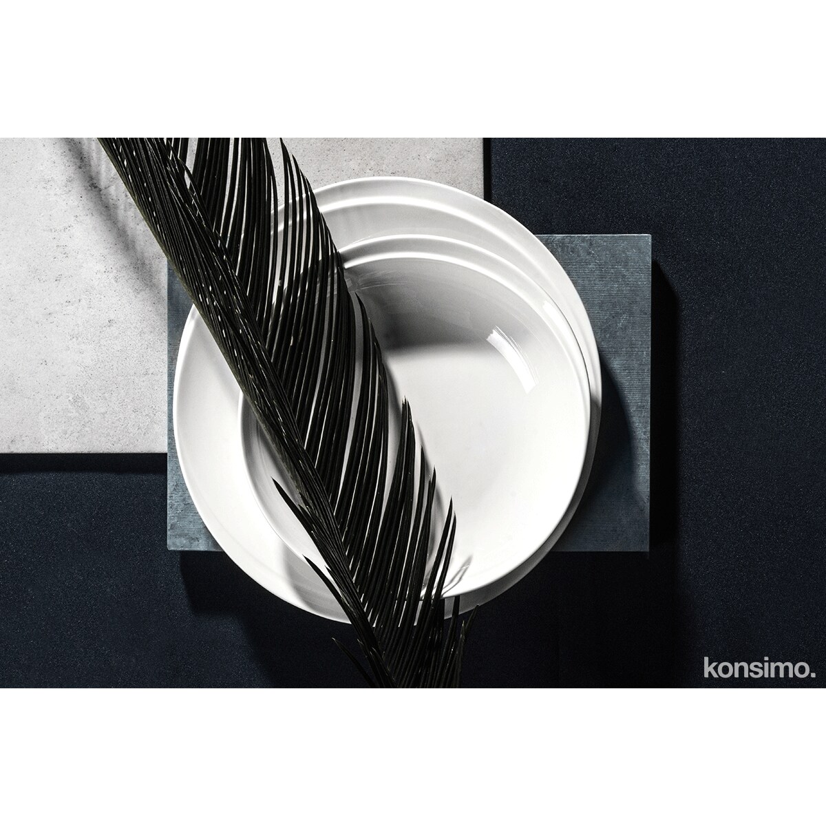 Konsimo RESEDA Zestaw obiadowy porcelanowy dla 6 osób biały, biały