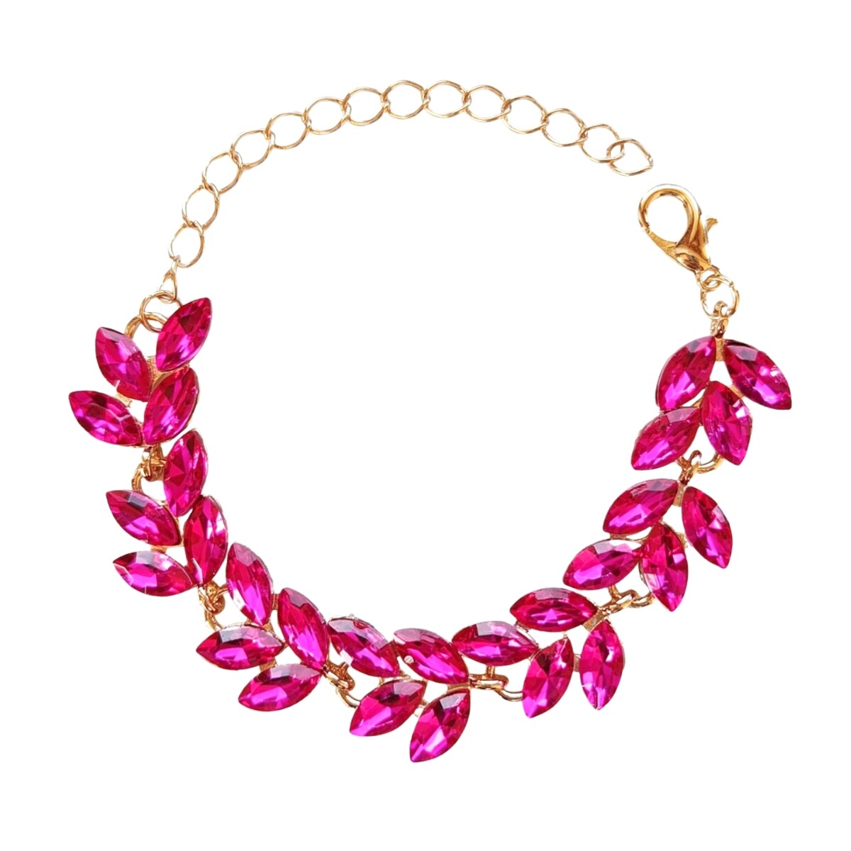 ZŁOTA bransoletka fuksjowa różowa regulowana ELEGANCKA na bal damska