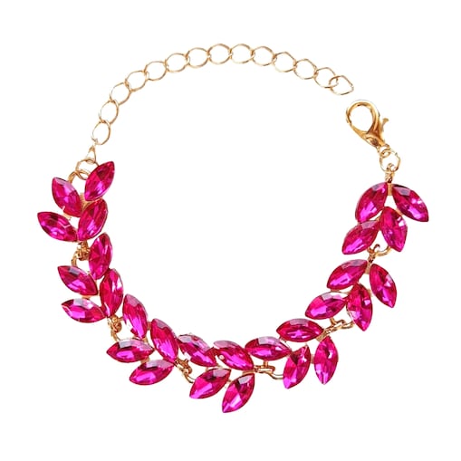 ZŁOTA bransoletka fuksjowa różowa regulowana ELEGANCKA na bal damska