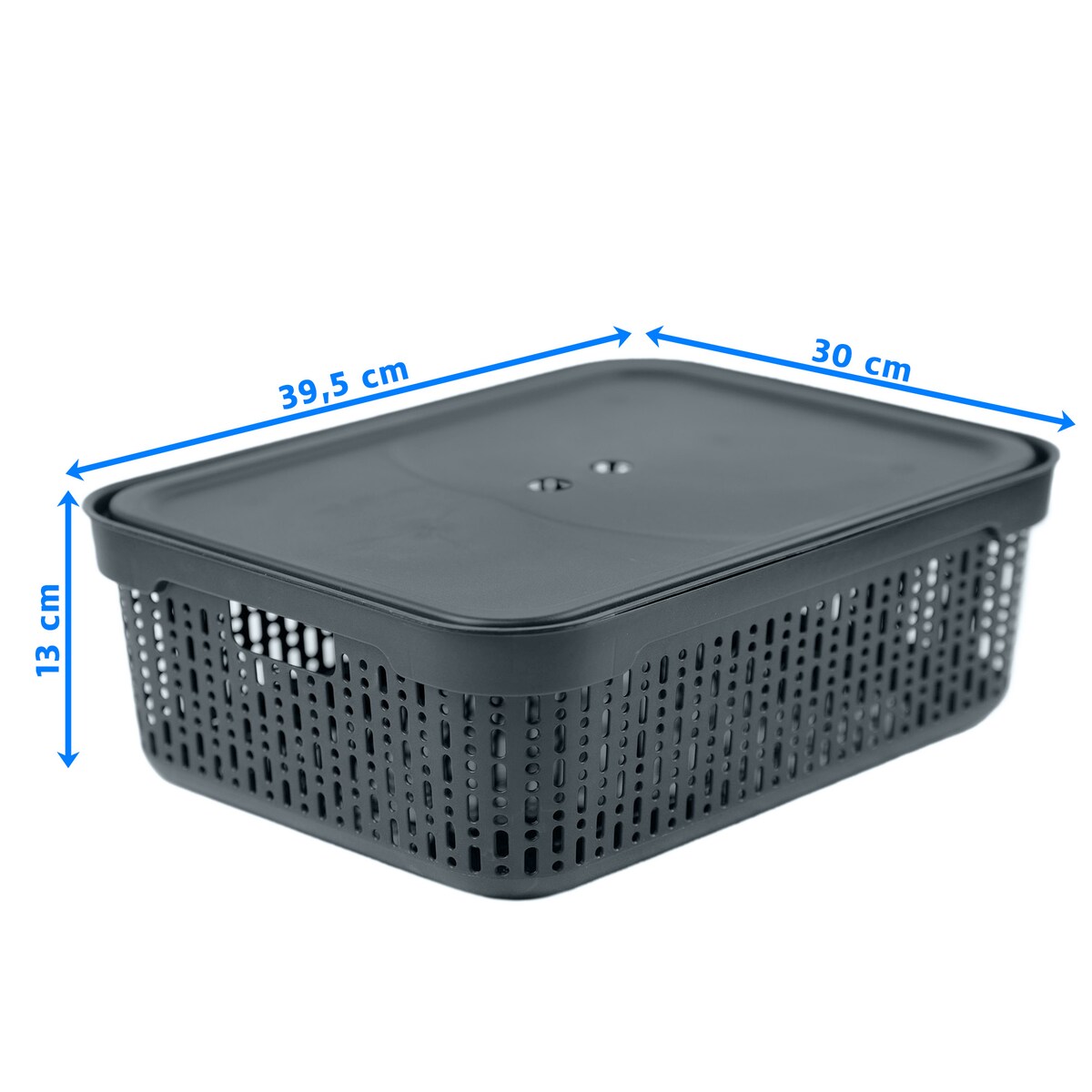 Koszyk Koszyczek Ażurowy XL Plastikowy Na Kosmetyki Do Łazienki Pojemnik Z Pokrywką Zamykany Z Dziurkami Szary