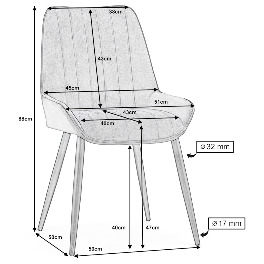 Krzesło tapicerowane welurowe do salonu jadalni nowoczesne glamour LUCA granatowa