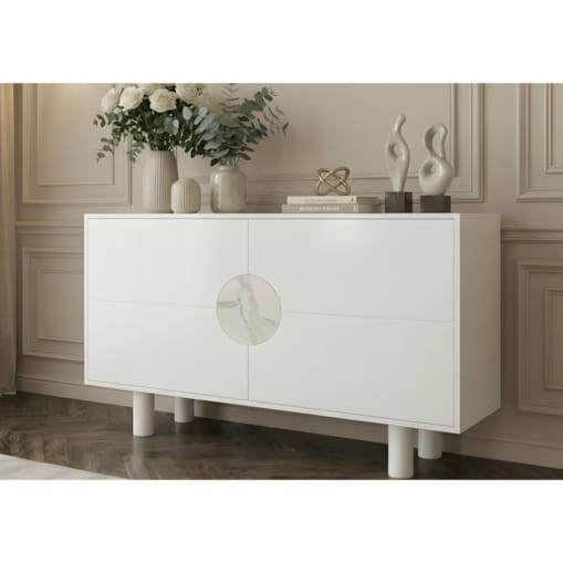 Nowoczesna komoda z marmurem Dancan ZOE 2D / kolor biały / szer. 140 cm