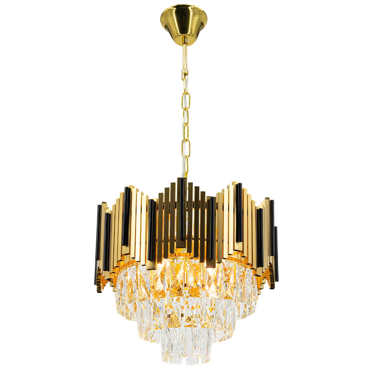 Lampa wisząca Belize 6232/4 TR BL glamour do salonu okrągła złota