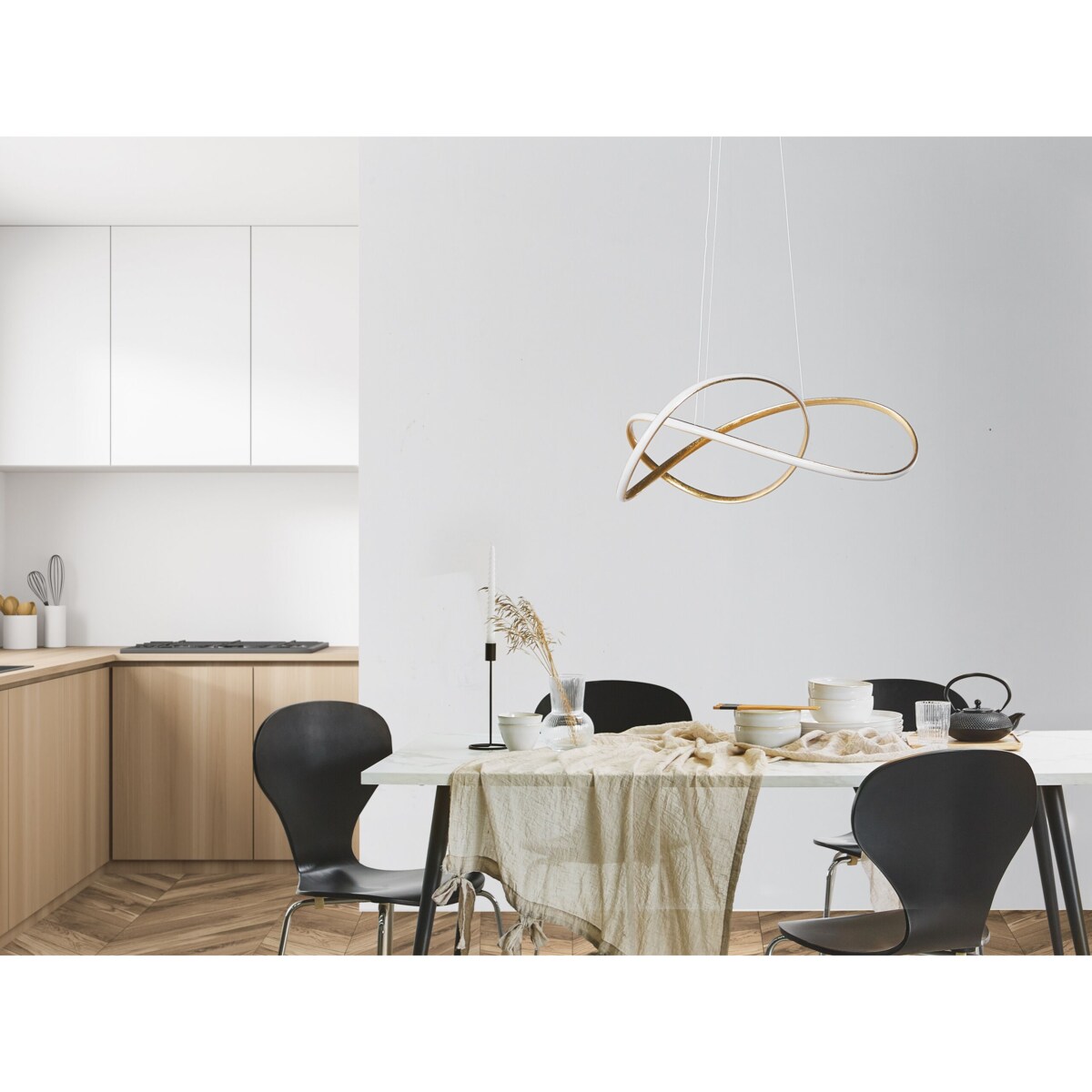 Lampa wisząca LED metalowa złota TUMEN