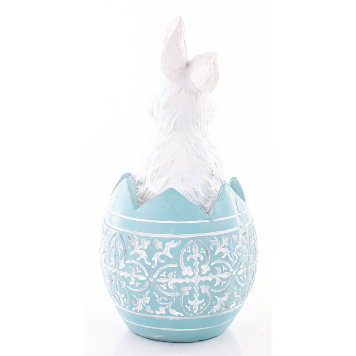 Dekoracja - króliczek w skorupce PISANKI 12x7,5x7,5 cm niebieska