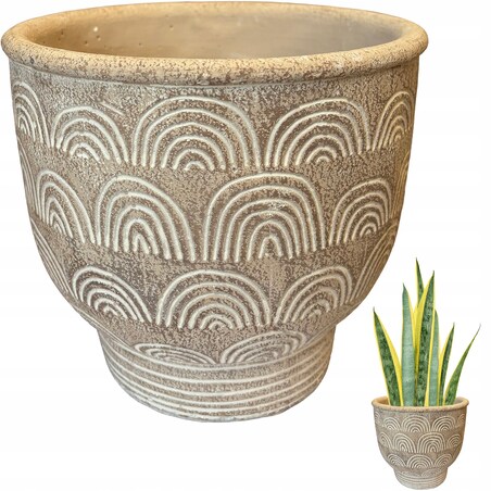DONICZKA OSŁONKA BOHO WYSOKA BETONOWA 18cm NA PARAPET ZIOŁA BONSAI TARAS