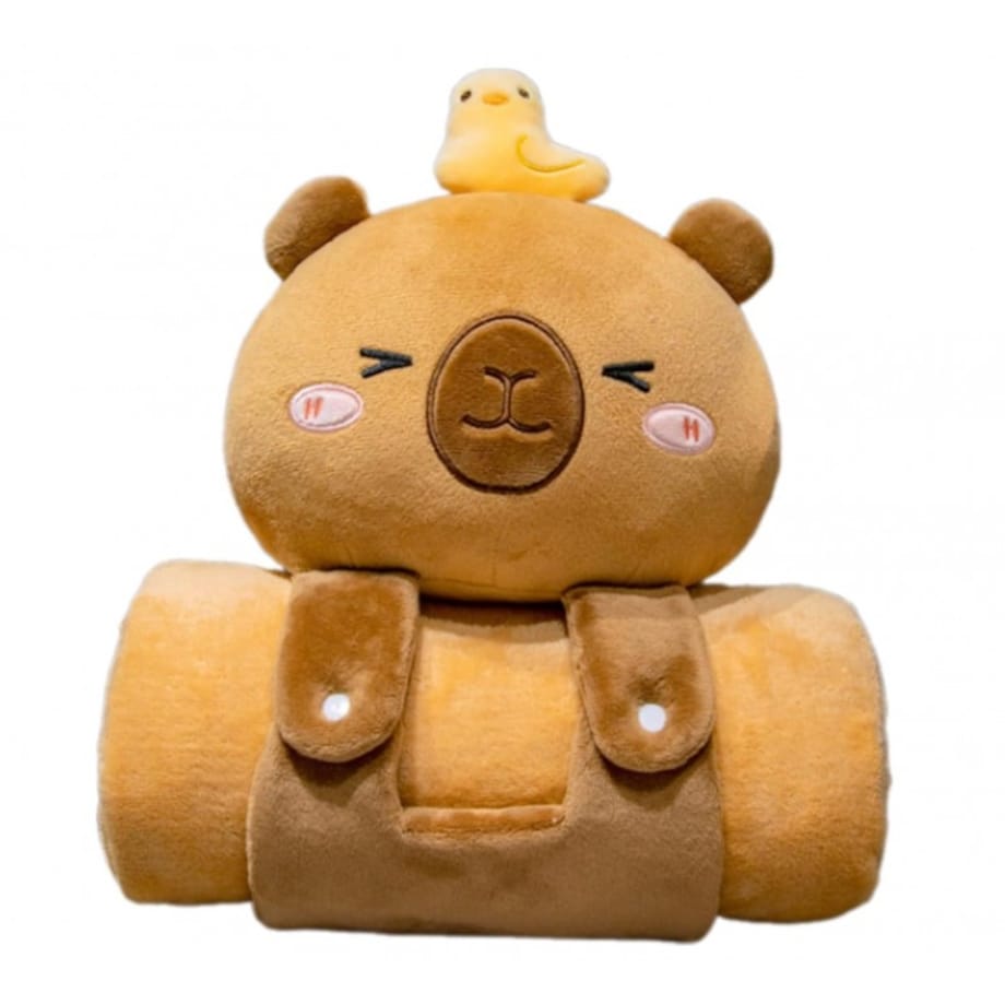 Mięciutki koc z poduszką KAPIBARA XL Flannel 100*170cm GRUBY MIĘKKI NARZUTA KOC19