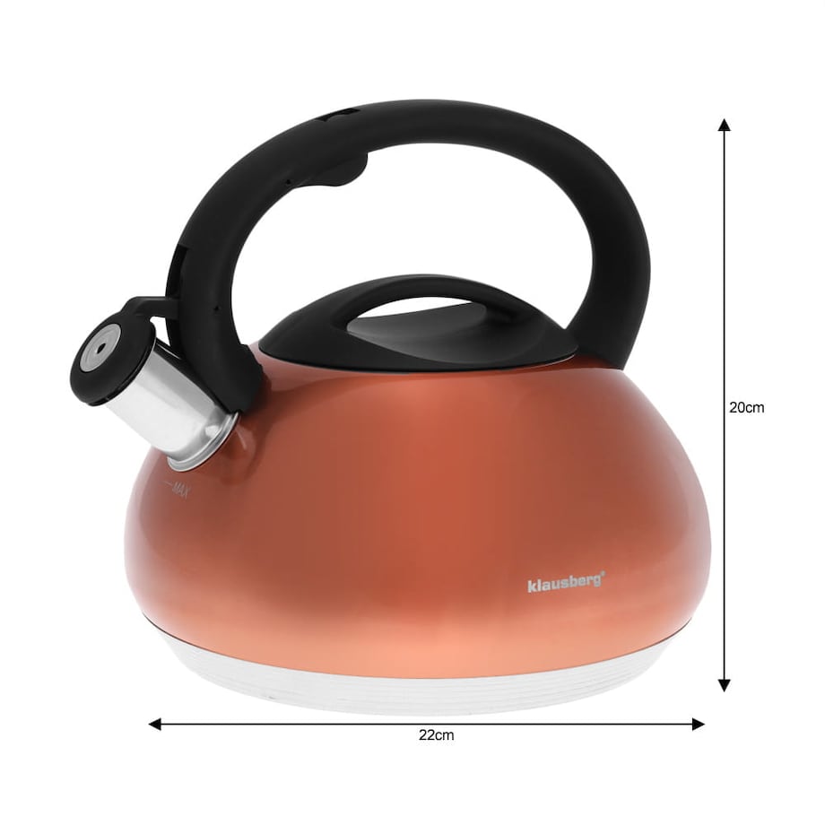 Czajnik stalowy z gwizdkiem 2.7L dno x7 wielowarstwowe miedziany KLAUSBERG