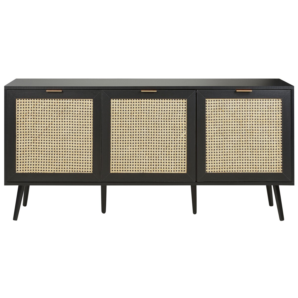 Szafka trzydrzwiowa fronty rattanowe czarna OPOCO