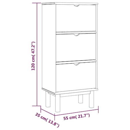 vidaXL Szafka na buty OTTA z 3 szufladami, brązowa, drewno sosnowe