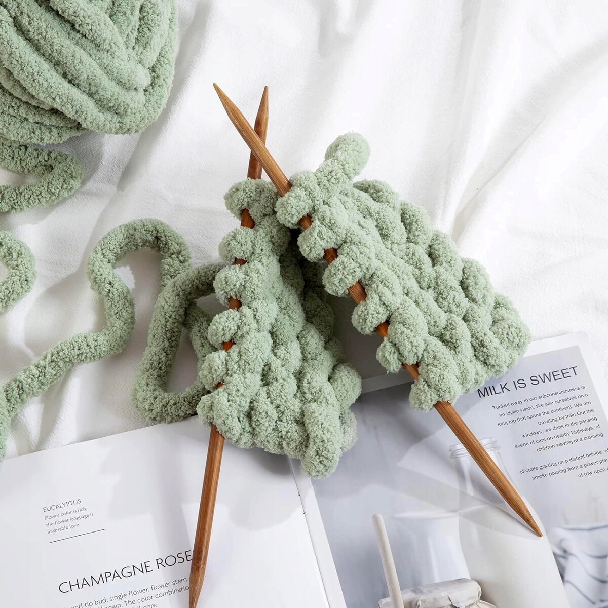 Włóczka do szydełkowania wyplatania gruba Chenille 20 mm niebieska #22