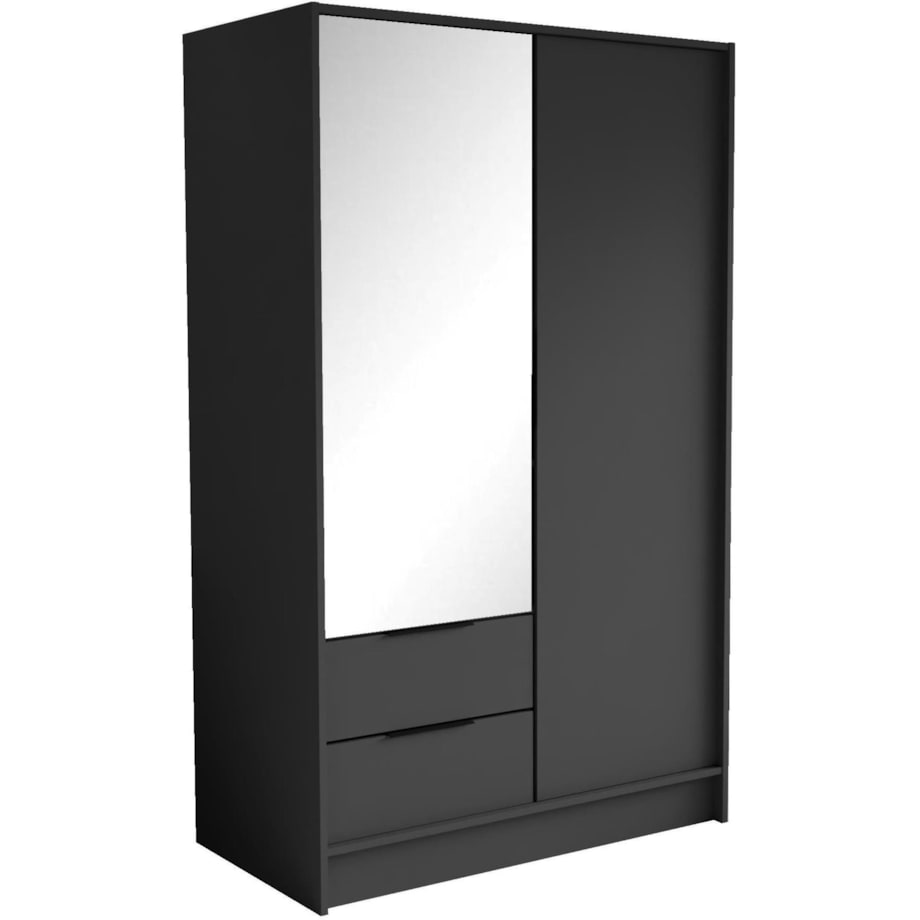 Szafa NIKOLA 103 klasyczna z lustrem do biura, przedpokoju-grafitowa