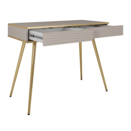 Toaletka ryflowana POLO 102 na wysokich złotych nóżkach, beżowa