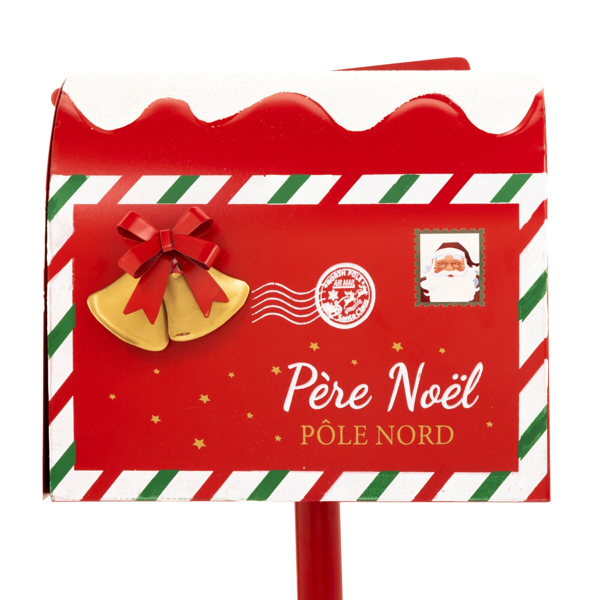 Metalowa skrzynka na listy do Mikołaja, na słupku, 32 cm